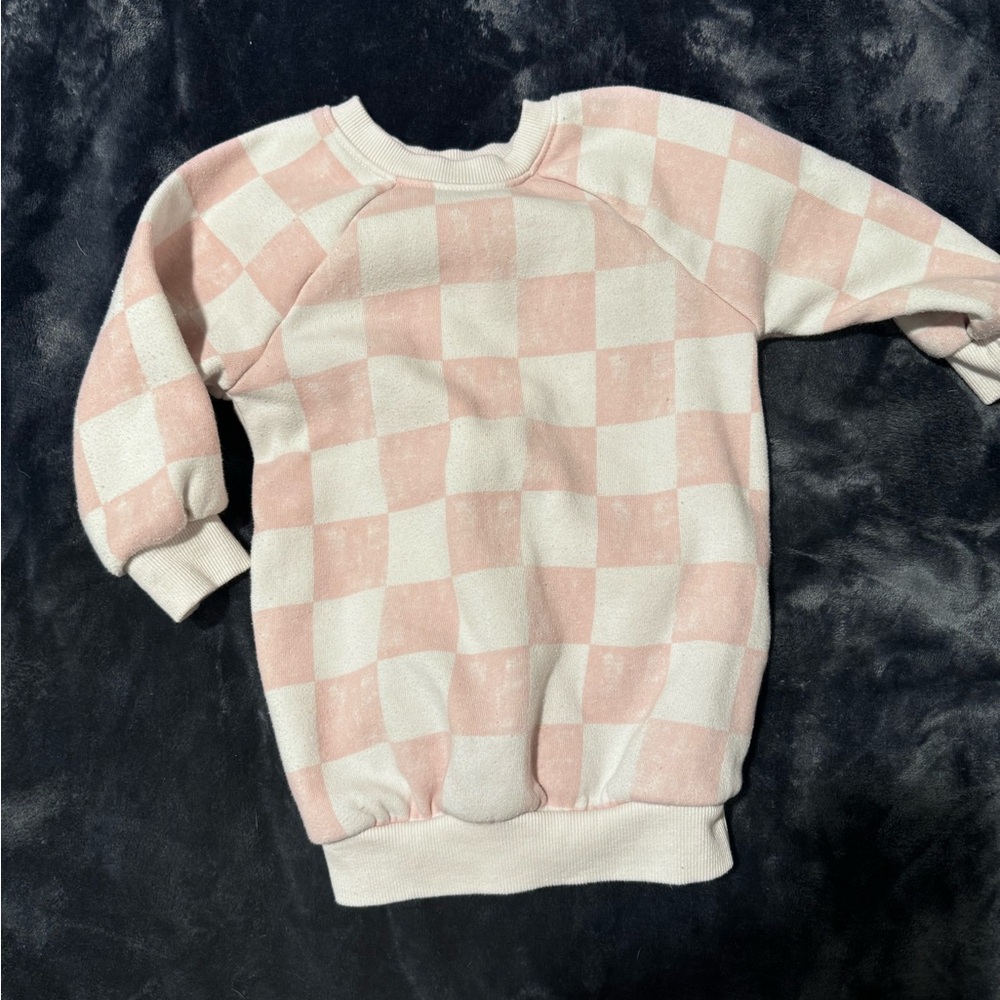 Grayson mini pink and white checkered sweater dress